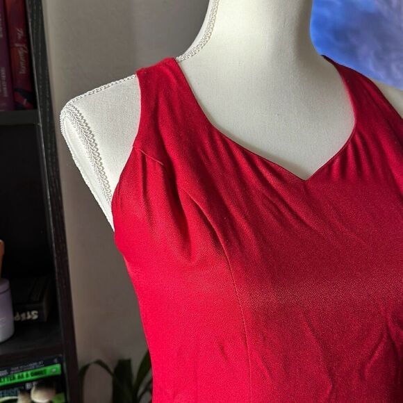 CDC size 4 Red Cross back fitted dress vintage 80s dress - Picture 4 of 8